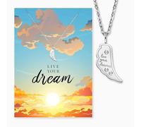 Engelsrufer Biglietto di auguri Live Your Dream con collana in acciaio inox argento, regalo incoraggiante, messaggio motivazionale e gioielleria