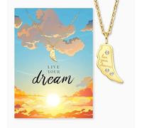 Engelsrufer Biglietto di auguri Live Your Dream con collana in acciaio inox oro - regalo mutacher - biglietto di auguri di alta qualità con gioielli in oro