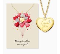 Engelsrufer Biglietto di auguri Love You con collana in acciaio inox dorato, set regalo romantico, biglietto di alta qualità con catena dorata per lei