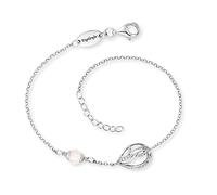 Engelsrufer Bracciale da donna con motivo a forma di fiore, in argento sterling e quarzo rosa, chiusura a moschettone, regolabile in diverse lunghezze, senza nichel, 19 cm, Argento sterling, Zirconia