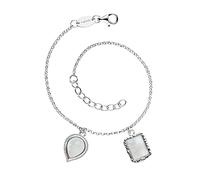 Engelsrufer Bracciale da donna in argento sterling e due ciondoli con pietra di luna, chiusura a moschettone, lunghezza regolabile, senza nichel, 17 cm, Argento sterling, pietra di luna