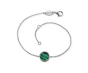Engelsrufer Bracciale da donna in argento sterling e pietra potente, chiusura a moschettone, regolabile in due lunghezze, senza nichel, 1 Stein, Argento sterling, Malachite