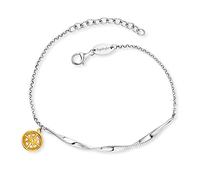 Engelsrufer Bracciale da donna Twist Aloha in argento sterling con ciondolo a bussola in oro, chiusura a moschettone, lunghezza regolabile, senza nichel