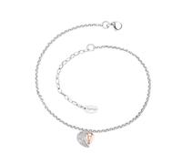 Engelsrufer Cavigliera da donna "ali di cuore" | acciaio inossidabile argento e oro rosa | cuore con ali | 22 + 5 cm regolabile | elegante gioiello estivo