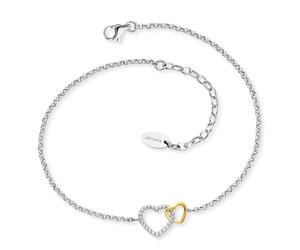 Engelsrufer Cavigliera da donna bicolore in argento sterling con ciondolo a forma di cuore, chiusura a moschettone, regolabile in due lunghezze, senza nichel, dimensioni: 22 + 5 cm, 22+5cm, Argento