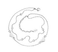 Engelsrufer Cavigliera "Heart Moonlight" da donna in argento | acciaio inox | ciondolo a forma di cuore con zirconi | 22 + 5 cm regolabile | elegante gioiello estivo