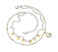 Engelsrufer Cavigliera "Hearts Bicolor" da donna | acciaio inossidabile argento e oro rosa | design a cuore | 22 + 5 cm regolabile | elegante gioiello estivo
