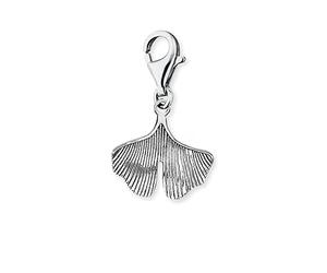 Engelsrufer Ciondolo da donna a forma di foglia di ginkgo in argento sterling, chiusura a moschettone, senza nichel, 15,9 x 13 mm, Argento sterling, Nessuna pietra preziosa