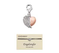Engelsrufer Ciondolo da donna con ciondolo a forma di cuore in argento Sterling, chiusura a moschettone, senza nichel, adatto alle persone allergiche, 11x10 mm, Argento sterling, Zirconia cubica