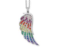 Engelsrufer Collana da donna in argento 925 con ali con zirconi multicolori, ERN-WING-ZIM, 29mm, Argento sterling, Zirconia cubica