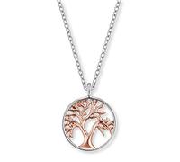 Engelsrufer - Collana da donna in argento con ciondolo a forma di albero della vita in oro rosa, bicolore con ciondolo a forma di albero della vita, delicata collana da donna in argento sterling 925