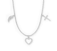 Engelsrufer Collana da donna in argento sterling 925, con zirconi, chiusura a moschettone, lunghezza: 42 + 4 + 4 cm, 50 cm, Argento sterling, Zirconia cubica