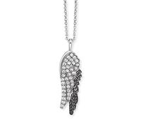 Engelsrufer Collana da donna in argento sterling con ciondolo a forma di ali in argento/nero - tempestata di 37 zirconi - chiusura a moschettone - regolabile in tre lunghezze - senza nichel, 42 cm,