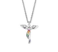 Engelsrufer Collana da donna in argento sterling con ciondolo a forma di angelo muticolore, chiusura a moschettone, regolabile in due lunghezze, senza nichel, 40 cm, Argento sterling, Zirconia cubica