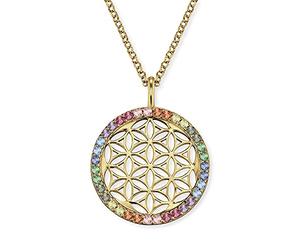 Engelsrufer Collana da donna in argento sterling con ciondolo a forma di fiore della vita, tempestata di zirconi, chiusura a moschettone, lunghezza regolabile, senza nichel, 45 cm, Argento sterling,