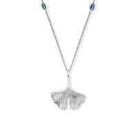 Engelsrufer Collana da donna in argento sterling con ciondolo a forma di ginkgo e libellule, tempestata di 4 zirconi colorati, chiusura a moschettone, senza nichel, 45 cm, Argento sterling, Nessuna