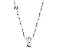 Engelsrufer Collana da donna in argento sterling con ciondolo lettera L, tempestata di una pietra di zirconia, regolabile in due lunghezze, lunghezza: 44 cm, Länge 40 + 4 cm, Argento sterling,