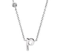 Engelsrufer Collana da donna in argento sterling con ciondolo lettera P - tempestata di zirconi - regolabile in due lunghezze - Lunghezza: 44 cm, Länge 40 + 4 cm, Argento sterling, Zirconia cubica