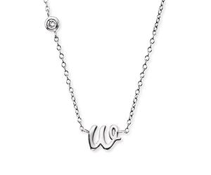 Engelsrufer Collana da donna in argento sterling con ciondolo lettera W, tempestata di una pietra di zirconia, regolabile in due lunghezze, lunghezza: 44 cm, Länge 40 + 4 cm, Argento sterling,