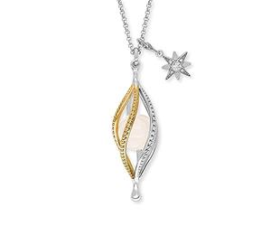 Engelsrufer Collana da donna in argento sterling e un ciondolo universo bicolore riempito con una sfera di quarzo rosa, piccolo ciondolo a forma di stella decorato con 5 zirconi - chiusura a