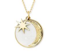 Engelsrufer Collana da donna in argento sterling placcato oro e sole, con ciondolo a forma di luna, con chiusura a moschettone, regolabile in due lunghezze, lunghezza: 50 cm, Länge 45 + 5 cm, Argento