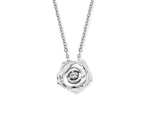 Engelsrufer Collana da donna Rose Garden in argento sterling con ciondolo a forma di rose, chiusura a moschettone, regolabile in due lunghezze, senza nichel, 40 cm, Argento sterling, Zirconia cubica