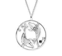 Engelsrufer Collana Yin Yang Pesci da donna in argento sterling 925 - Zirconia - Chiusura a moschettone - Lunghezza: 42 + 4 + 4 cm, 50 cm, Argento sterling, Zirconia cubica