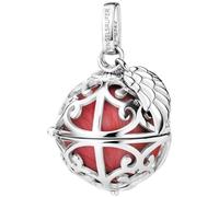 Engelsrufer ER-23-25-S - Ciondolo da donna per collana con ali in argento Sterling con sfera sonora intercambiabile, colore rosso, ciondolo apribile, dimensioni: 19,5 cm, S, Argento sterling, Nessuna