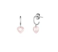 Engelsrufer ERE-HEART-RQ-CR - Orecchini a cerchio da donna in argento sterling con ciondolo a forma di cuore in quarzo rosa, misura unica, Argento sterling, Quarzo