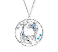 Engelsrufer ERN-FISHOCEAN-65-ZIM - Collana da donna in argento sterling con ciondolo a forma di pesce Yin Yang - con zirconi scintillanti - regolabile in tre lunghezze - lunghezza: 42 + 4 + 4 cm