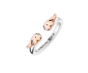 Engelsrufer ERR-LILWING-BICOR - Anello da donna aperto con ali in argento sterling, 17,2 mm, misura unica, Argento sterling, Nessuna pietra preziosa