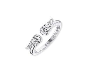 Engelsrufer ERR-LILWING-ZI - Anello da donna in argento sterling 925 con ali d'angelo e zirconi, misura regolabile, misura unica, Argento sterling, Zirconia cubica