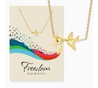 Engelsrufer Freedom - Biglietto di auguri con collana in acciaio inox dorato, con confezione regalo ispiratrice, biglietto da donna con catena dorata