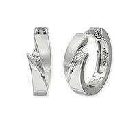 Engelsrufer Jana - Orecchini a cerchio da donna in argento sterling, con 2 zirconi, chiusura a clip, senza nichel, 16 mm, Ø16 mm, Argento sterling, Zirconia cubica