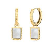 Engelsrufer Orecchini a cerchio da donna, con pietra di luna Pure Moon in argento sterling placcato oro, chiusura a clip, senza nichel, 18 mm, Ø18 mm, Argento sterling, Pietra di luna