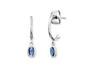 Engelsrufer Orecchini a cerchio da donna in argento sterling con 2 zirconi blu, chiusura a incastro, senza nichel, 18 mm, 4,2 mm, Argento sterling, Nessuna pietra preziosa
