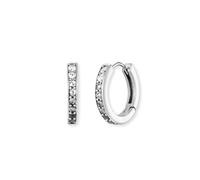 Engelsrufer Orecchini a cerchio da donna in argento Sterling con 20 zirconi bianchi a neri, chiusura a clip, senza nichel, 1 Paar, Argento sterling, Zirconia cubica