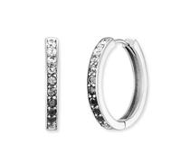 Engelsrufer Orecchini a cerchio da donna in argento Sterling con 26 zirconi bianchi a neri, chiusura a clip, senza nichel, 1 Paar, Argento sterling, Zirconia cubica