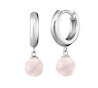 Engelsrufer Orecchini a cerchio da donna in argento sterling con ciondolo in quarzo rosa, chiusura a clip, senza nichel, 13 mm, misura unica, argento sterling, Quarzo rosa