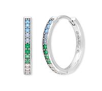 Engelsrufer Orecchini a cerchio da donna in argento sterling con zirconi multicolori, chiusura a clip, senza nichel, 21mm, Argento sterling, Zirconia cubica