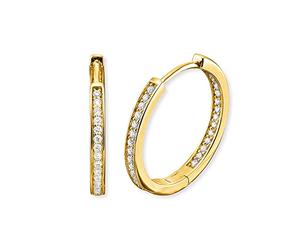 Engelsrufer Orecchini A Cerchio Da Donna Lisa In Argento Sterling Placcato Oro, Con 64 Zirconi, Chiusura A Clip, Senza Nichel, 24 Mm, Ø24 Mm, Argento Sterling, Zirconia Cubica