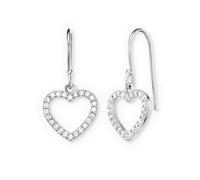 Engelsrufer Orecchini da donna con ciondolo a forma di cuore in argento Sterling, chiusura a incastro, con 48 zirconi bianchi, senza nichel, 1 Paar, Argento sterling, Zirconia cubica