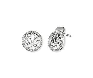 Engelsrufer - Orecchino Argento Sterling Zirconia_cubica Donna, Argento, Durchmesser: 1,1 cm - ERE-Lotus-ZI-ST