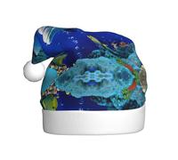 ENGhjes 3d Underwater World Fish Dolphi Stampa Vacanza Peluche Unico Elegante Adulto Donne Uomini Cappello di Babbo Natale Inverno Cappelli di Natale Cappelli di Natale