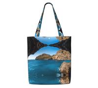 ENGhjes Arco A Maiorca Spagna Poliestere Tela Tote Bag Riutilizzabile Molle Del Panno Della Drogheria Borsa A Tracolla Per Spiaggia Viaggi Shopping