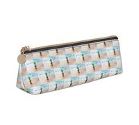 ENGhjes Astuccio in pelle con stampa ananas by the sea carino con cerniera astuccio per cancelleria per ragazzi ragazze regali per il rientro a scuola, bianco, Taglia unica, Astuccio per trucchi