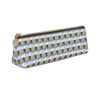 ENGhjes Astuccio in pelle con stampa di barca sulla spiaggia, grazioso astuccio con cerniera, per ragazzi e ragazze, regalo per il rientro a scuola, bianco, Taglia unica, Astuccio per trucchi