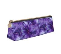 ENGhjes Astuccio in pelle con stampa di fiori di giglio viola, grazioso astuccio con cerniera, astuccio per cancelleria per ragazzi e ragazze, regalo per il rientro a scuola, bianco, Taglia unica