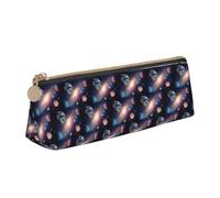 ENGhjes Astuccio in pelle con stampa di pianeta universo, grazioso astuccio con cerniera, per ragazzi e ragazze, regalo per il rientro a scuola, bianco, Taglia unica, Astuccio per trucchi