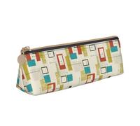 ENGhjes Astuccio in pelle con stampa moderna di metà secolo, carino con cerniera, astuccio per cancelleria per ragazzi e ragazze, regalo per il rientro a scuola, bianco, Taglia unica, Astuccio per